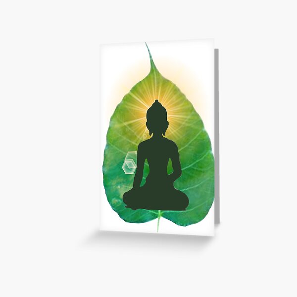 Buddha on a bodhi leaf Greeting Card