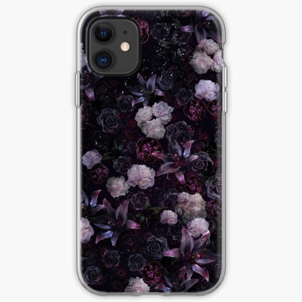 Midsummer Nights Dream #Dark Floral #Midnight #Black #Rose #Night iPhone Soft Case