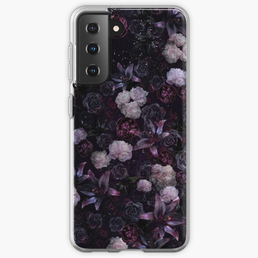 Midsummer Nights Dream #Dark Floral #Midnight #Black #Rose #Night Samsung Galaxy Phone Case