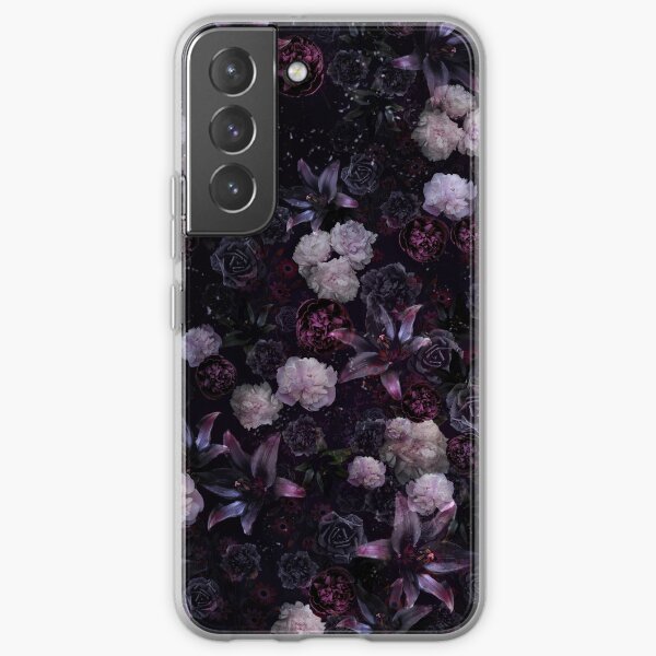 Midsummer Nights Dream #Dark Floral #Midnight #Black #Rose #Night Samsung Galaxy Soft Case