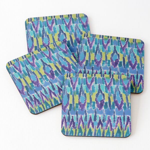 Item preview, Abstract Warp Design in Turquoise, Blue, andChartreuse designed and sold by Leslie Rogers Todder.
