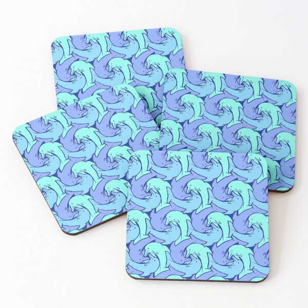 Item preview, Dolphin tessellated pattern, all blue designed and sold by jeanneius.