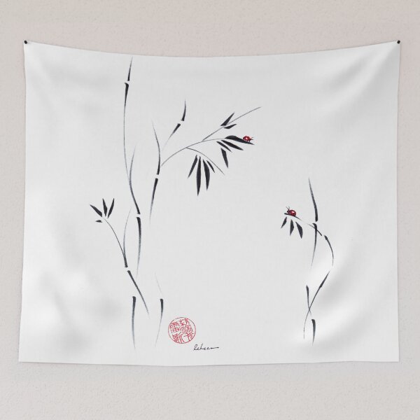 Item preview, Social Distancing  ~  sumi-e ladybug bamboo ink brush pen painting designed and sold by Rebecca Rees.