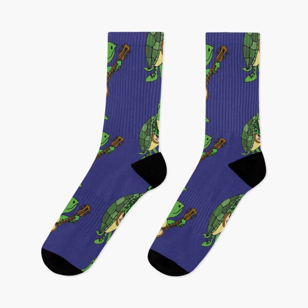 Item preview, Cute Sea Turtle Playing Banjo Cartoon designed and sold by Nature's Fancy.