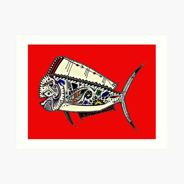 Graffiti Red Mahi Mahi Dolphinfish Art Print