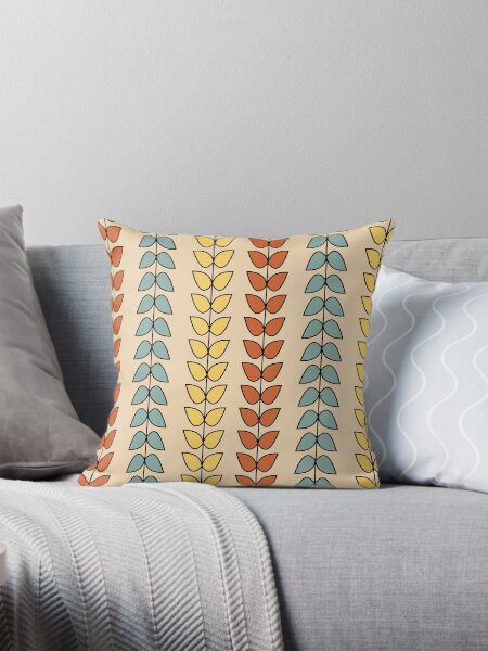 Item preview, Leaf Stripe in Retro Colours - Minimalist Botanical Pattern in Burnt Orange, Yellow, Celadon Blue, and Tan designed and sold by kierkegaard.