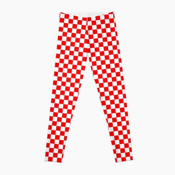 Red and White Checkered Checker Board Pattern Leggings