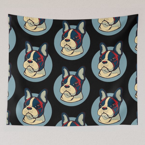 Item preview, French bulldog pop colorfull Vintage designed and sold by Collagedream.