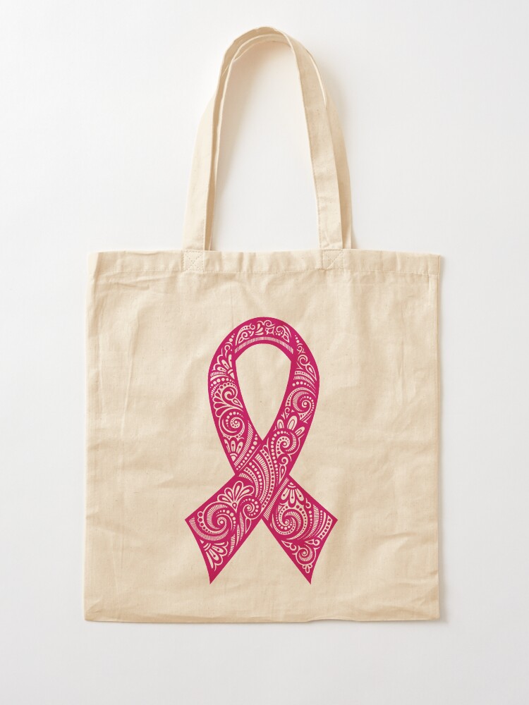 Breast Cancer Awareness Month Emblem Pink Ribbon Symbol Tote Bag