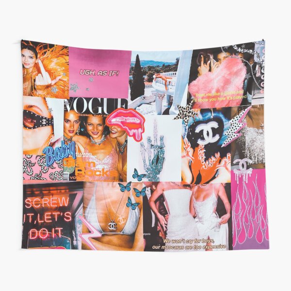 High Fashion Pink Collage Tapestry