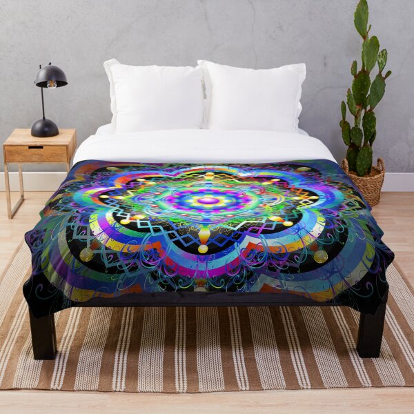 Mandala Universe Psychedelic Throw Blanket