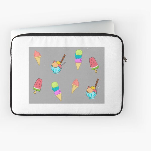 Ice Cream Pattern - Grey Speckled Background Laptop Sleeve