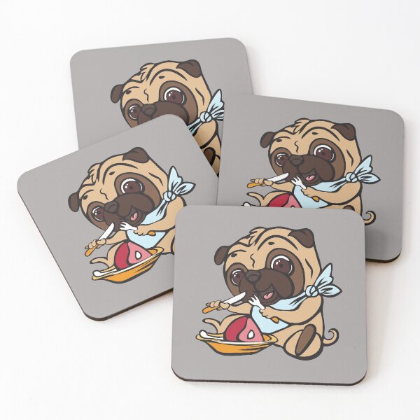 Item preview, Pug comiendo la cena con cubiertos designed and sold by Delicarte.
