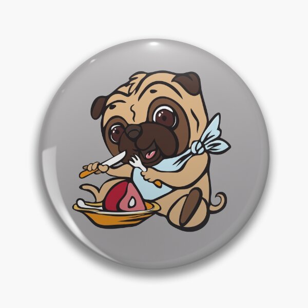 Item preview, Pug comiendo la cena con cubiertos designed and sold by Delicarte.