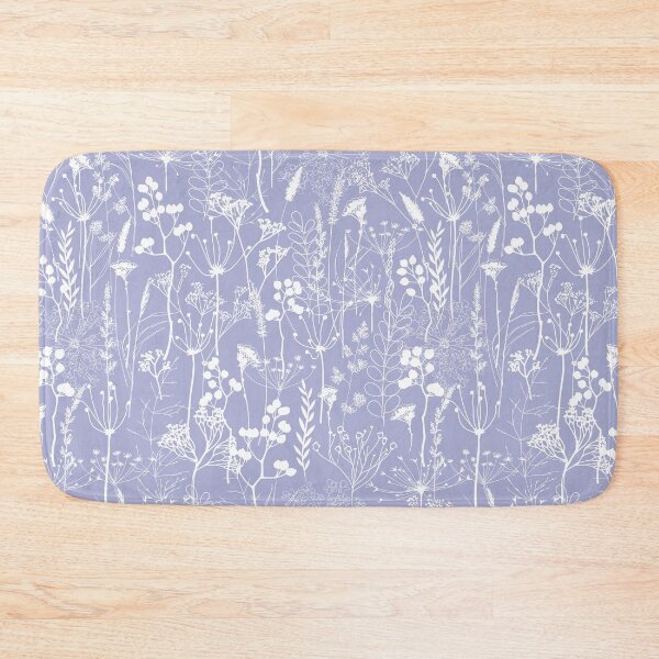 Item preview, White herbal silhouette seamless pattern on light blue lilac. Wild herbs. Wild life designed and sold by Yulia Chepurova.
