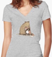 Grizzly Hugs Women's Fitted V-Neck T-Shirt