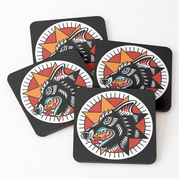 Item preview, Wolf traditional tattoo star designed and sold by SuburbanStoic.