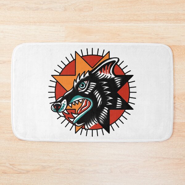 Item preview, Wolf traditional tattoo star designed and sold by SuburbanStoic.