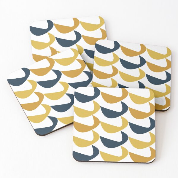 Item preview, Aldous Midcentury Modern Minimalist Abstract Pattern in Mustard Yellow, Navy Blue, and White designed and sold by kierkegaard.