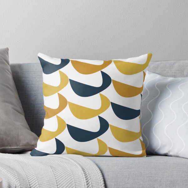 Item preview, Aldous Midcentury Modern Minimalist Abstract Pattern in Mustard Yellow, Navy Blue, and White designed and sold by kierkegaard.