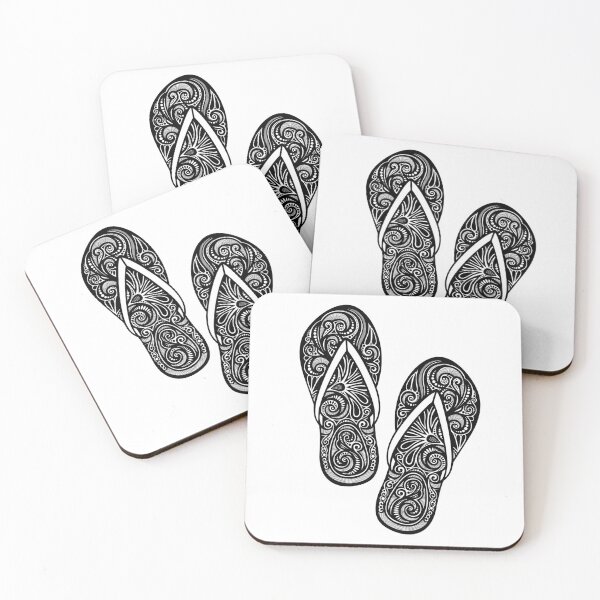 Item preview, Decorative Pair of Flip-flops with Doodle Ornament designed and sold by lissantee.