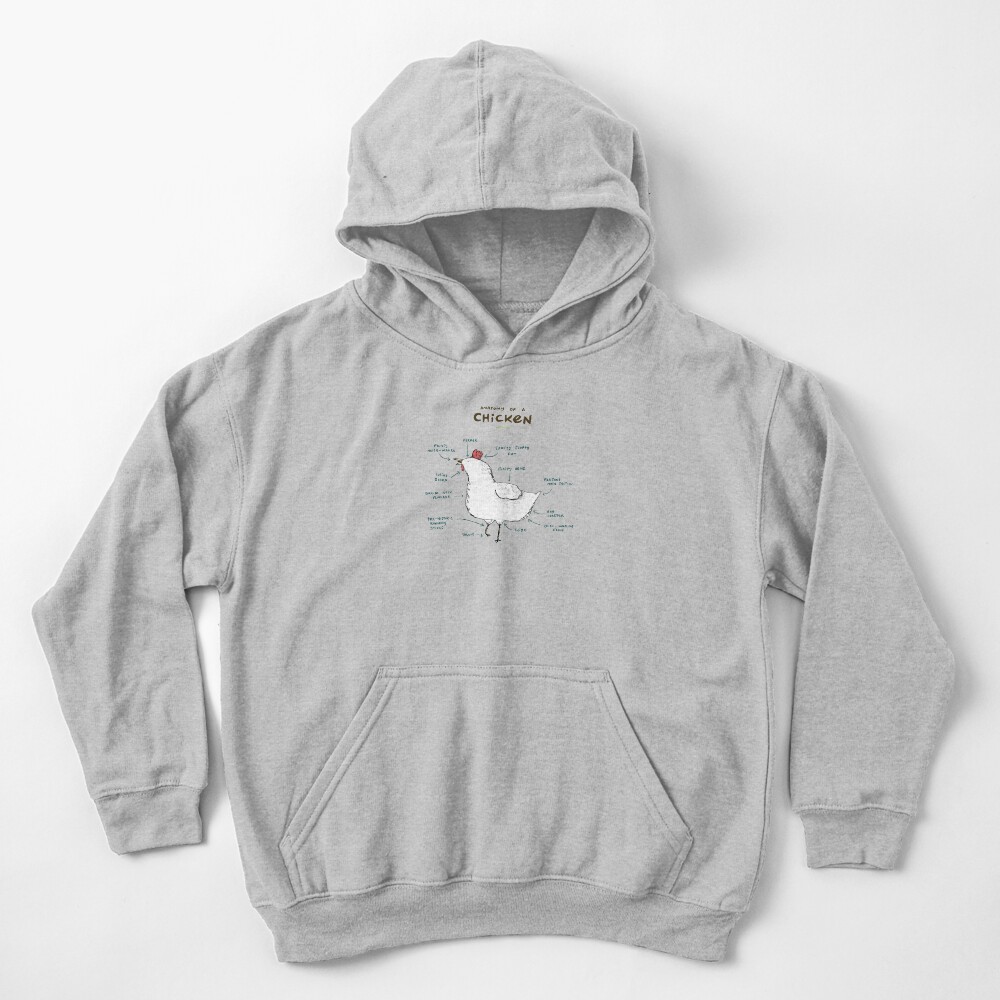 Anatomy of a Chicken Kids Pullover Hoodie