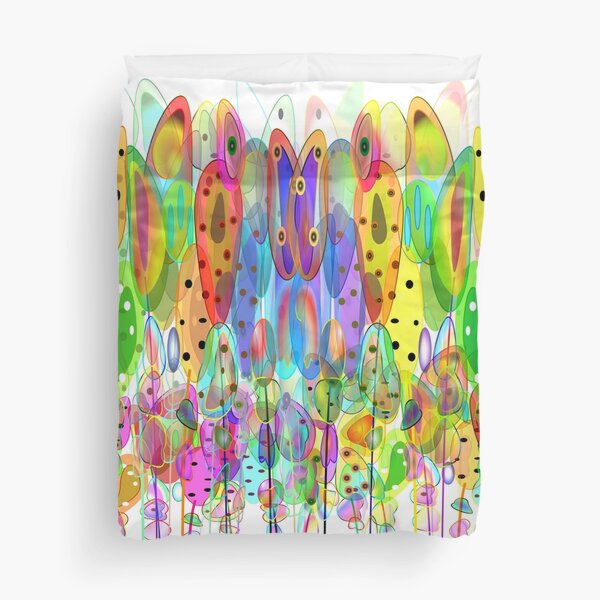 Whimsical Watercolor Flowers Duvet Cover