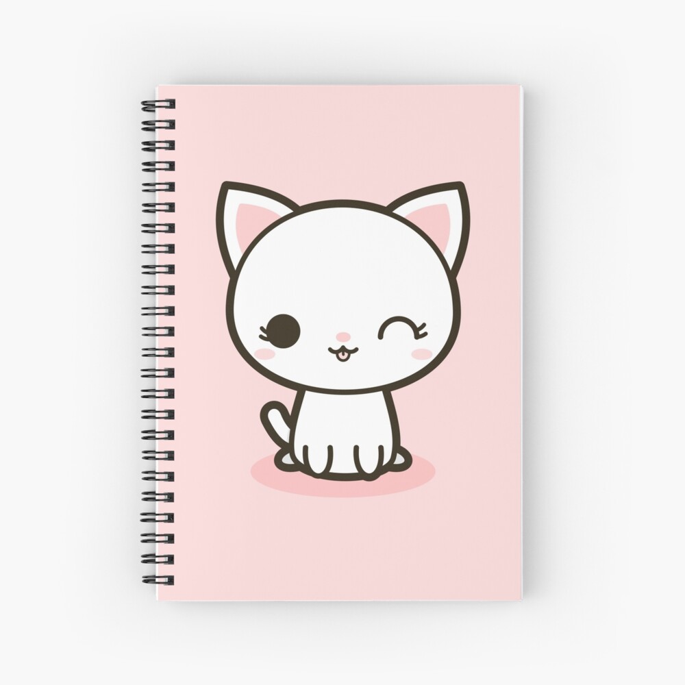 Cuaderno de espiral «Gato blanco kawaii» de peppermintpopuk | Redbubble