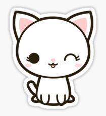Pegatina Gato blanco Kawaii