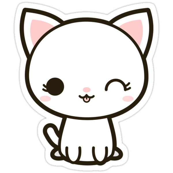 Pegatinas «Gato blanco Kawaii» de peppermintpopuk | Redbubble