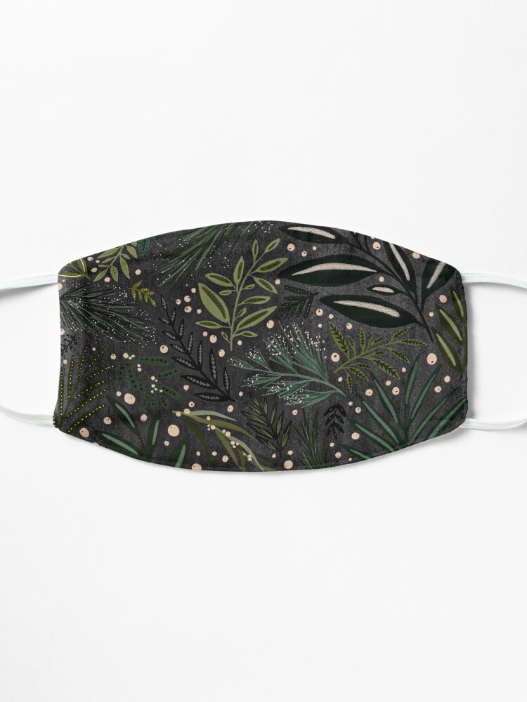 Alternate view of Black and Green Berry Garden Mask