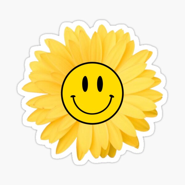 Sunflower Happy Face Green Smiley Sticker By Happyfaceco Redbubble 5660