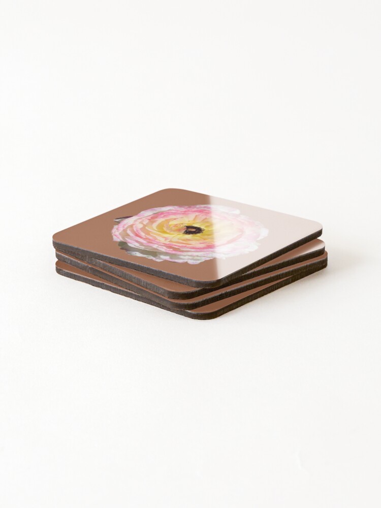 Thumbnail 4 of 5, Coasters (Set of 4), Pale Pink Ranunculus designed and sold by STHogan2.