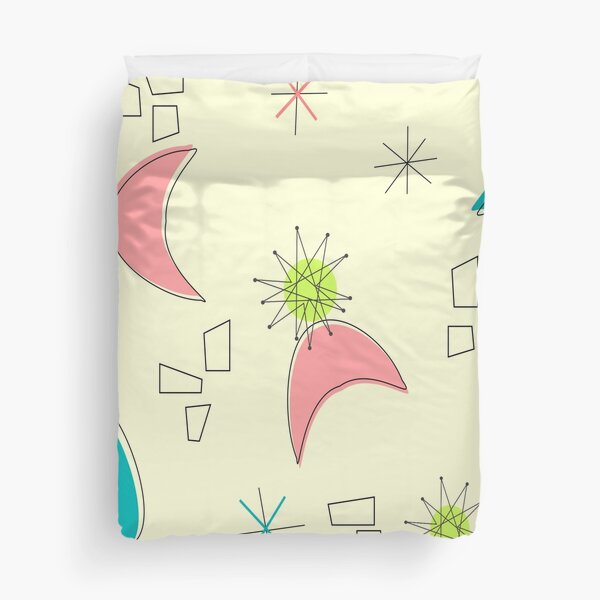 Boomerangs and Starbursts Yellow Duvet Cover