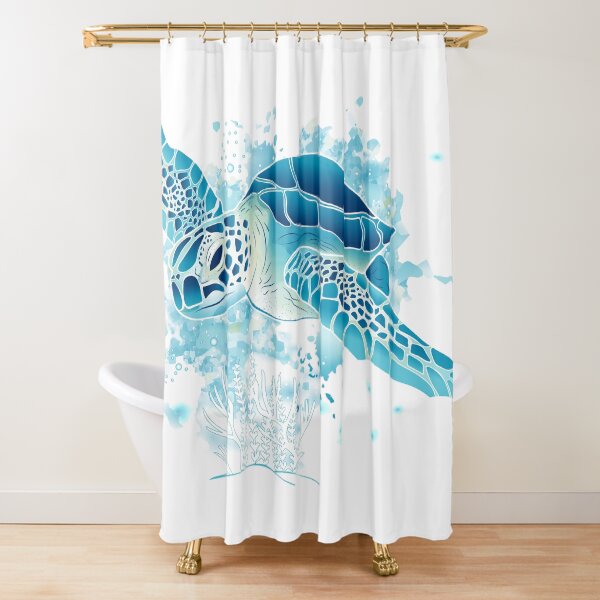 Sea Turtle - Blue Shower Curtain