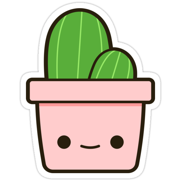 cactus in cute pot stickers by peppermintpopuk redbubble
