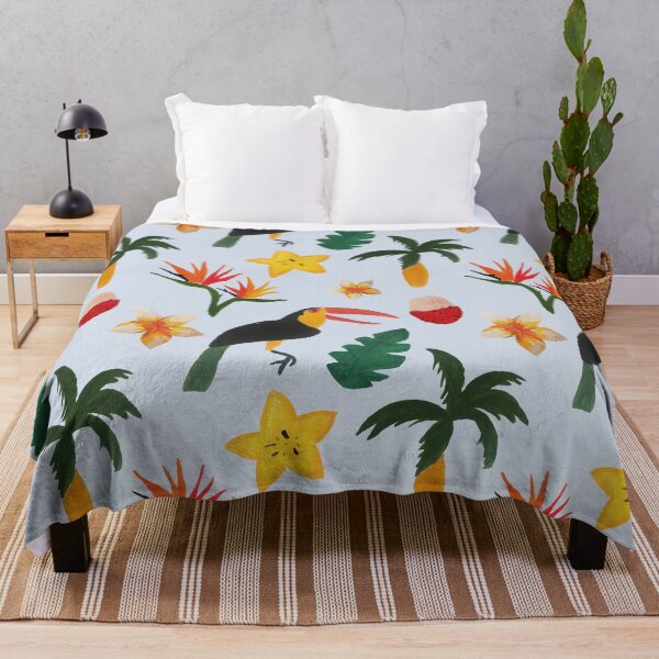 Item preview, Tropical jungle blue background designed and sold by HouseofTari.