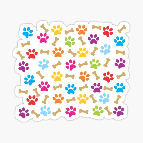 Paw Dog Print Pattern Colorful Sticker