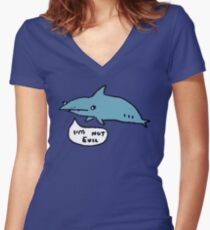 Haie sind nicht böse Tailliertes T-Shirt mit V-Ausschnitt