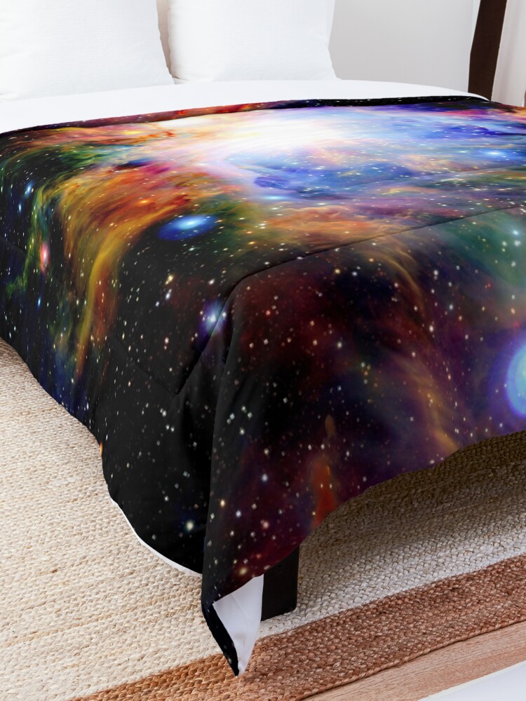 Alternate view of Galaxy Dark & Colorful Orion Nebula Comforter
