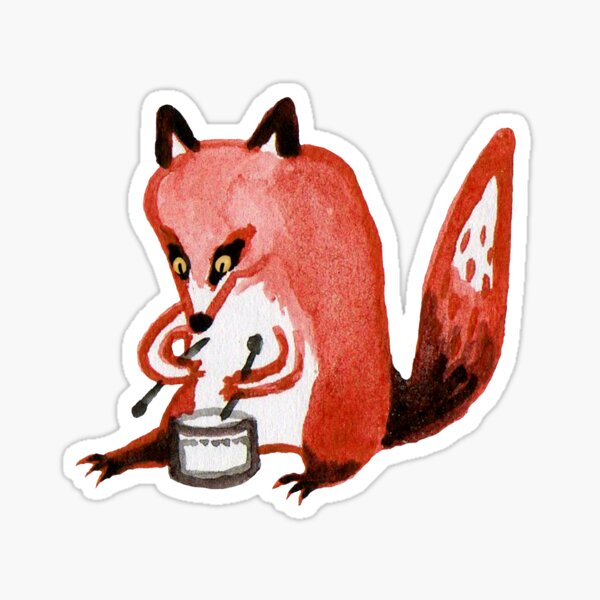 Drumming Fox Sticker