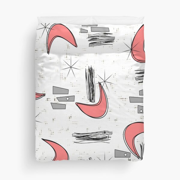 Mid-Century Boomerangs Pink Duvet Cover