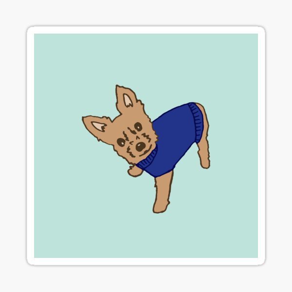 Blue Sweater Yorkie Sticker