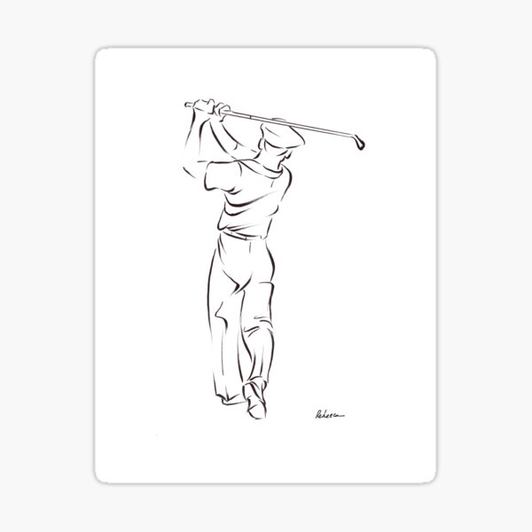 Ben Hogan  ~  sumi-e ink line drawing of the legendary golf master Sticker