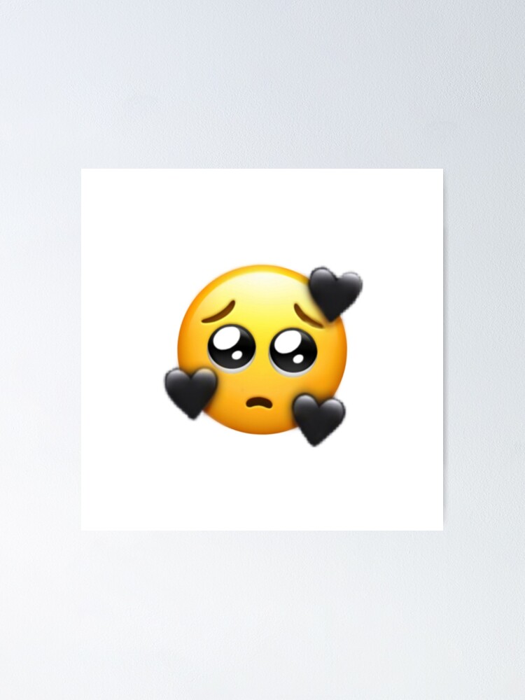 Cara suplicante Triste ojos grandes Emoji con corazones P ster