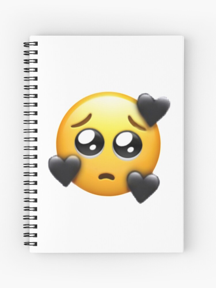 Cara suplicante Triste ojos grandes Emoji con corazones Cuaderno de espiral