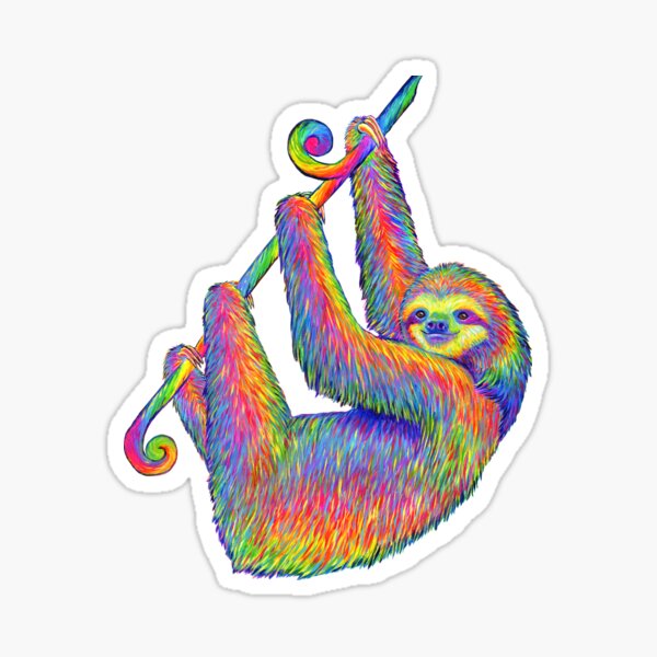 Hanging Around - Psychedelic Sloth Sticker