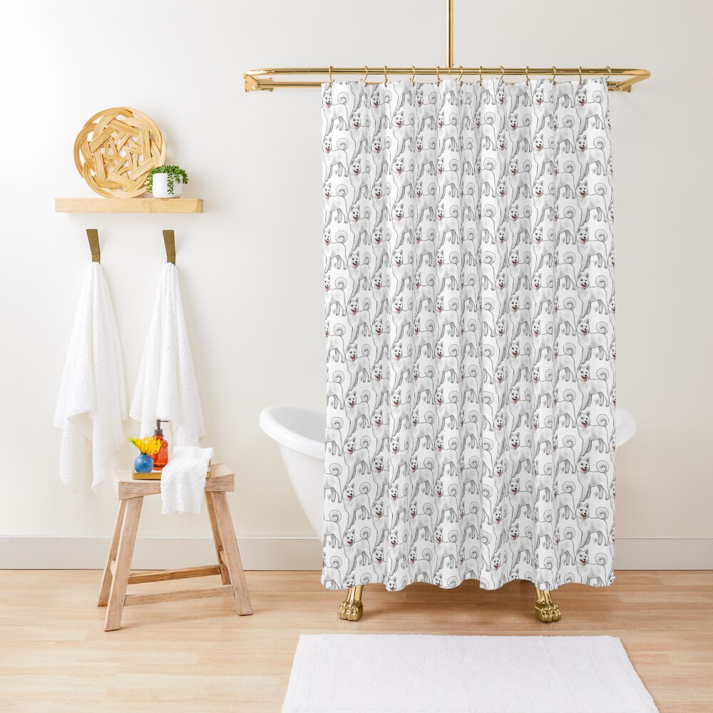 Akita - White Shower Curtain