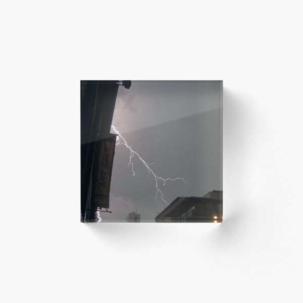 Lightning In Brisbane City Acrylic Block