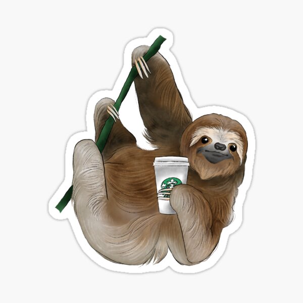 Keep warm. Sloffee coffee. Funny cute sloth quote Sticker